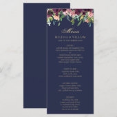 Waterverf Bloemenmarine bruiloft Menu (Voorkant / Achterkant)