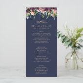 Waterverf Bloemenmarine bruiloft Menu (Staand voorkant)