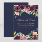Waterverf Bloemenmarine bruiloft Save The Date (Voorkant / Achterkant)