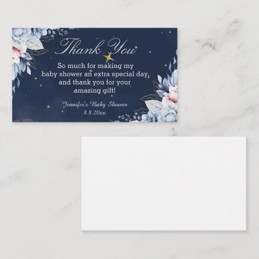 waterverf bloemenmarine dank u baby shower notitiekaartje (Voorkant / Achterkant)