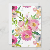 Waterverf bloemenmeisjes 1e verjaardag uitnodiging (Achterkant)