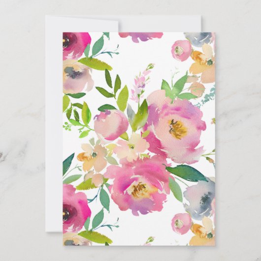 Waterverf bloemenmeisjes 1e verjaardag uitnodiging (Achterkant)