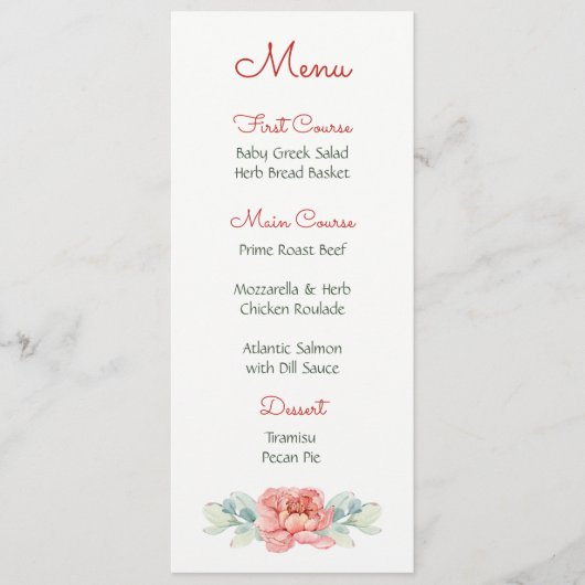 Waterverf Bloemenmenu's Menu (Voorkant)