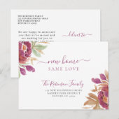 Waterverf bloemenmodern elegant bewegen aankondigingskaart (Voorkant / Achterkant)