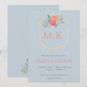 Waterverf bloemenmonogram borstkas Vrijgezellenfee Kaart (Voorkant / Achterkant)