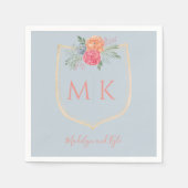 Waterverf bloemenmonogram borstkas Vrijgezellenfee Servet (Voorkant)