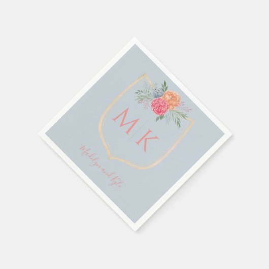 Waterverf bloemenmonogram borstkas Vrijgezellenfee Servet (Hoek)