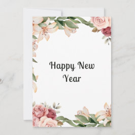 Waterverf bloemenmooie platte nieuwjaarskaart bedankkaart