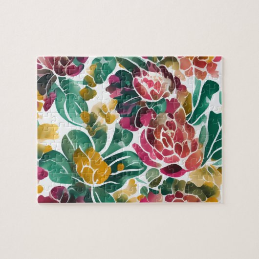 Waterverf bloemenmotief  bloemen legpuzzel (Horizontaal)