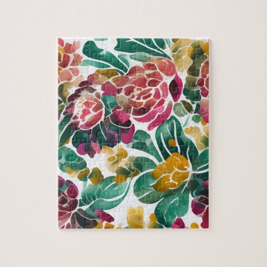 Waterverf bloemenmotief  bloemen legpuzzel (Verticaal)