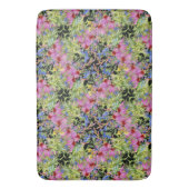 Waterverf bloemenmotief geel groen roze badmat (Voorkant Verticaal)