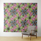 Waterverf bloemenmotief geel groen roze wandkleed (In Situ (horizontaal))