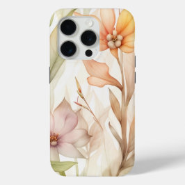 Waterverf bloemenmotief met roze, Oranje geel iPhone 15 Pro Case