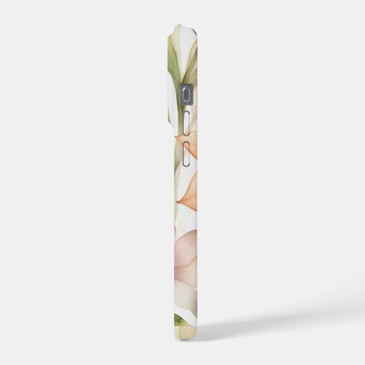 Waterverf Bloemenmotief met Roze, Sinaasappel, Gee iPhone Hoesje (Linkerkant)