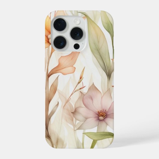 Waterverf Bloemenmotief met Roze, Sinaasappel, Gee iPhone Hoesje (Achterkant)
