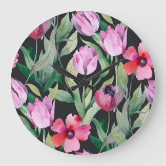 Waterverf bloemenmotief, naadloos mooi motief. grote klok