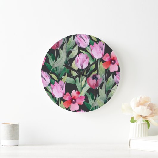 Waterverf bloemenmotief, naadloos mooi motief. grote klok (Huis)