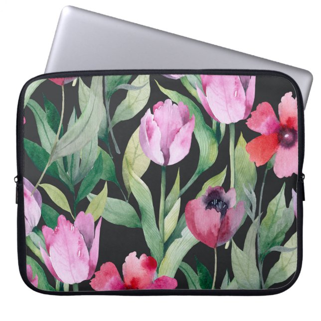 Waterverf bloemenmotief, naadloos mooi motief. laptop sleeve (Voorkant)