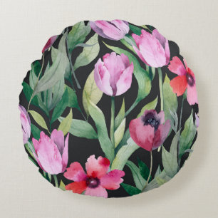 Waterverf bloemenmotief, naadloos mooi motief. rond kussen