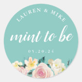 Waterverf Bloemenmunt om huwelijksgunst te zijn Ronde Sticker (Voorkant)