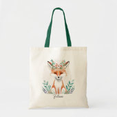 Waterverf bloemennepvos gepersonaliseerd tote bag (Voorkant)