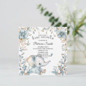  Waterverf Bloemenolifant Baby shower Kaart (Staand voorkant)