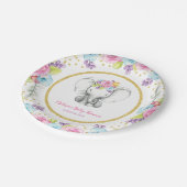 Waterverf Bloemenolifant Baby shower Papieren Bordje (Gekanteld)