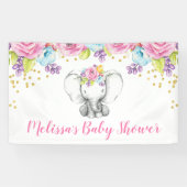 Waterverf Bloemenolifant Baby shower Spandoek (Horizontaal)