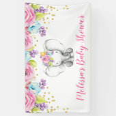 Waterverf Bloemenolifant Baby shower Spandoek (Verticaal)