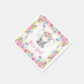 Waterverf Bloemenolifant Het is een meisje Baby sh Servet (Hoek)