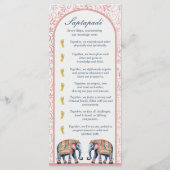 Waterverf Bloemenolifant Indiase & Hindoe bruiloft Programmakaart (Achterkant)