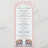 Waterverf Bloemenolifant Indiase & Hindoe bruiloft Programmakaart (Voorkant)