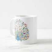 Waterverf bloemenopeacock koffiemok (Voorkant links)