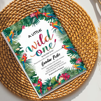 Waterverf bloemenpapegaaien Meisje baby shower Kaart