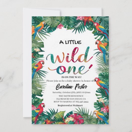 Waterverf bloemenpapegaaien Meisje baby shower Kaart (Voorkant)