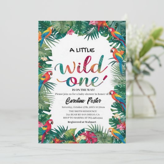 Waterverf bloemenpapegaaien Meisje baby shower Kaart (Staand voorkant)