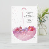 Waterverf Bloemenparaplu Vrijgezellenfeest uitnodi Kaart (Staand voorkant)