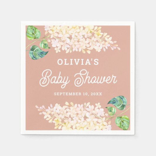 Waterverf bloemenpastel roze tuin baby shower servet (Voorkant)