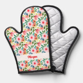 Waterverf bloemenpatroon, aangepaste tekstnaam Ovenwant (Voorkant / Achterkant)