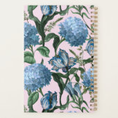 Waterverf Bloemenpatroon Blauw Roze Monogram 2024 Planner (Achterkant)