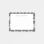 Waterverf Bloemenpatroon Blauw Voeg Jouw naam toe Post-it® Notes (Voorkant)