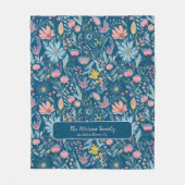 Waterverf bloemenpatroon familienaam gepersonalise fleece deken (Voorkant)