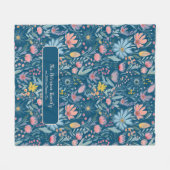 Waterverf bloemenpatroon familienaam gepersonalise fleece deken (Voorkant (Horizontaal))