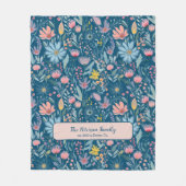 Waterverf bloemenpatroon familienaam gepersonalise fleece deken (Voorkant)