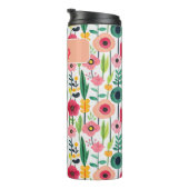 Waterverf Bloemenpatroon met Naam Elegant Thermosbeker (Geroteerd rechts)