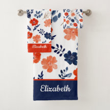 Waterverf Bloemenpatroon Monogrammed Naam Elegant