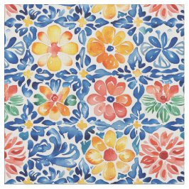 Waterverf Bloemenpatroon-Naadloze Papel Picado Stof
