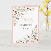 Waterverf Bloemenperzik Roze Moederdag Kaart (Gele Bloem)