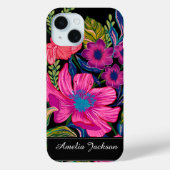 Waterverf bloemenpioen Monogram Case-Mate iPhone Case (Achterkant)