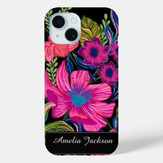 Waterverf bloemenpioen Monogram Case-Mate iPhone Case (Achterkant)